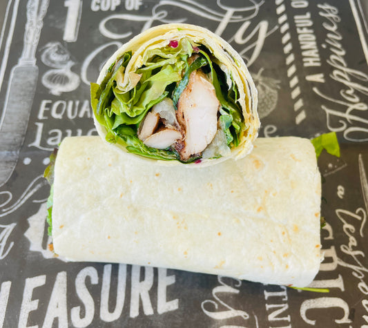 BBQ Chicken wrap, fermented chilli mayo & pickles